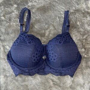 Aerie Midnight Blue Lace Plunge PUSH-UP Bra
